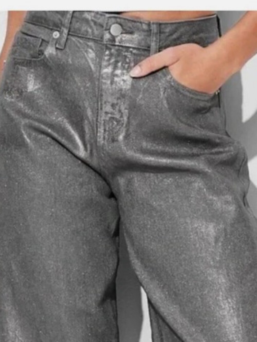 Wild Fable High Rise Baggy Fit Silver Grey Jeans Size 12 31.5 In Inseam NWT - Picture 3 of 6